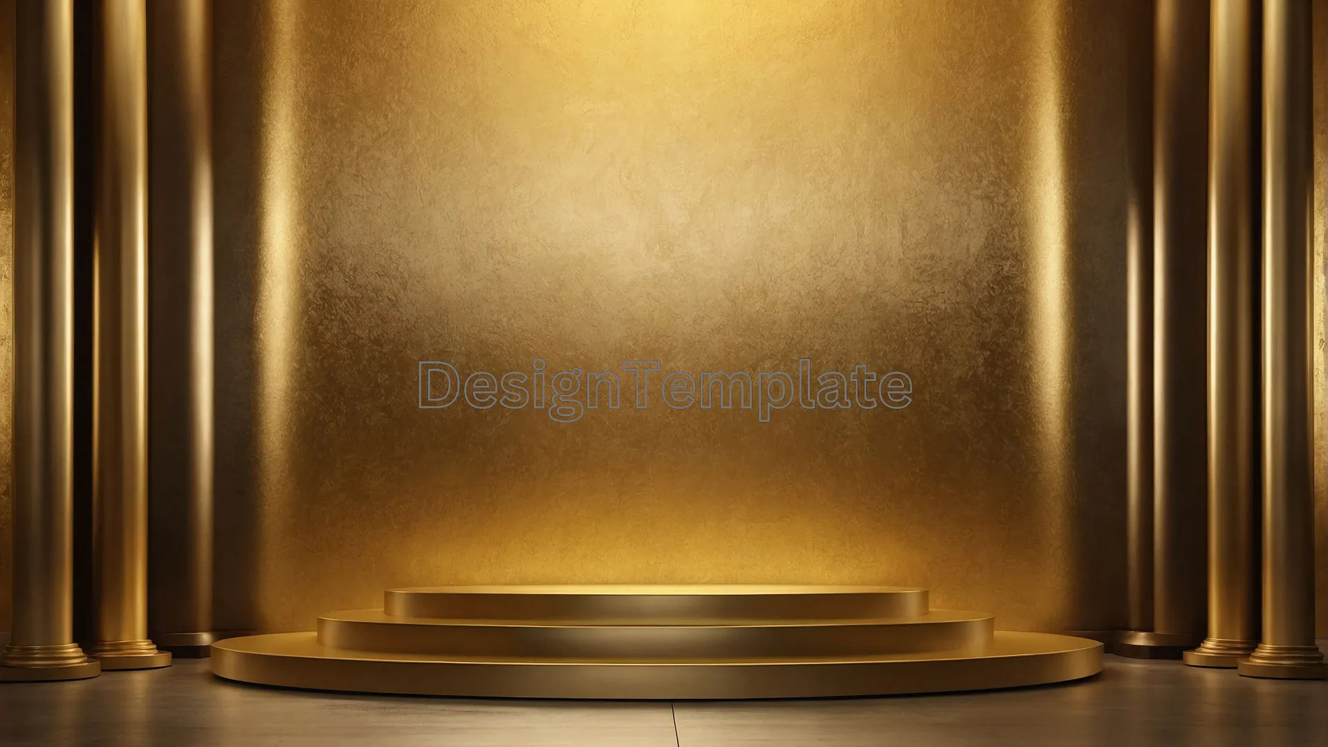 Golden Podium Curtains on Luxurious Background